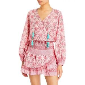 Bell by Alicia Bell Evelyn Dress Floral Boho Tassel Mini Pink Size XL NWOT